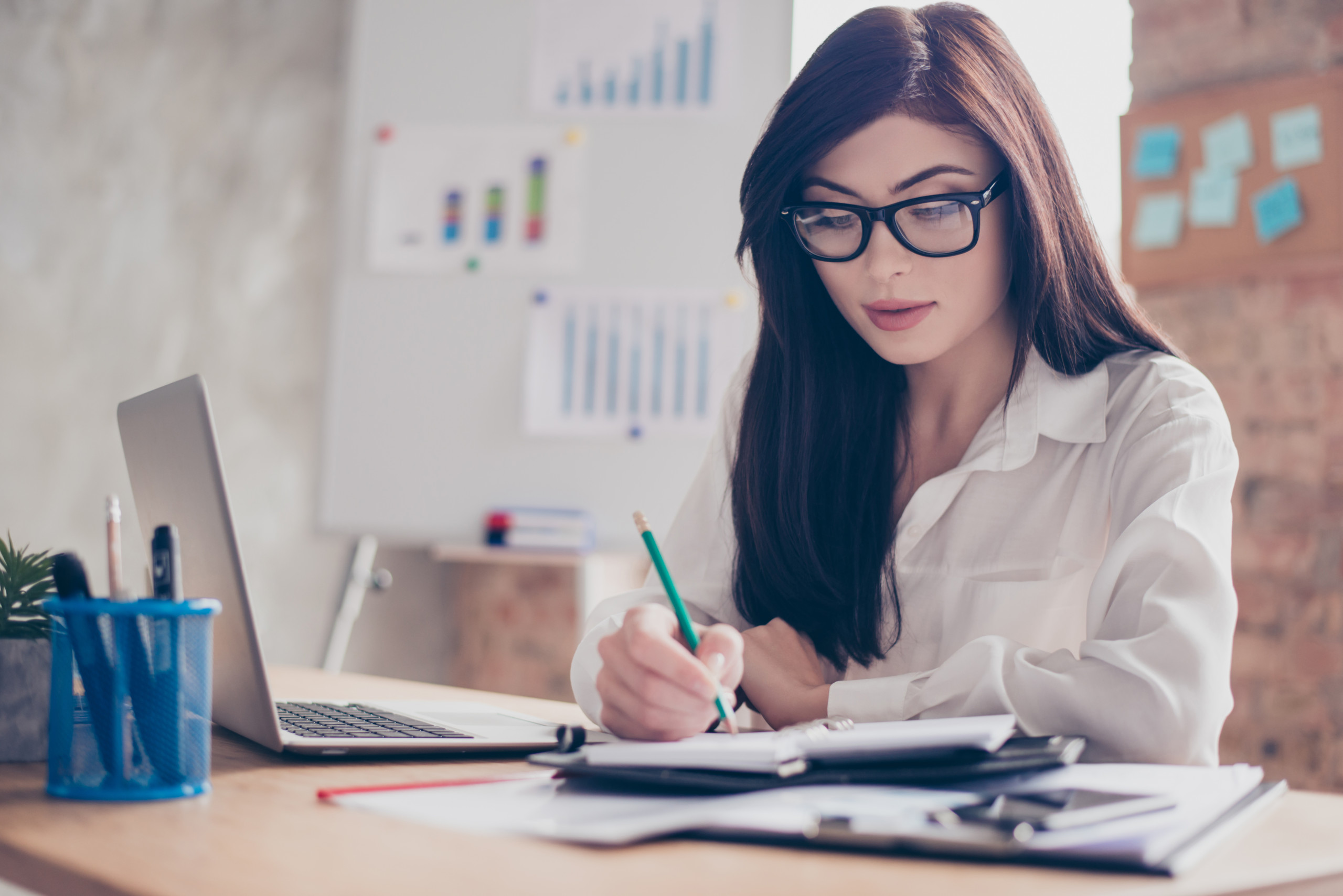 Virtual Assistant working at her desk